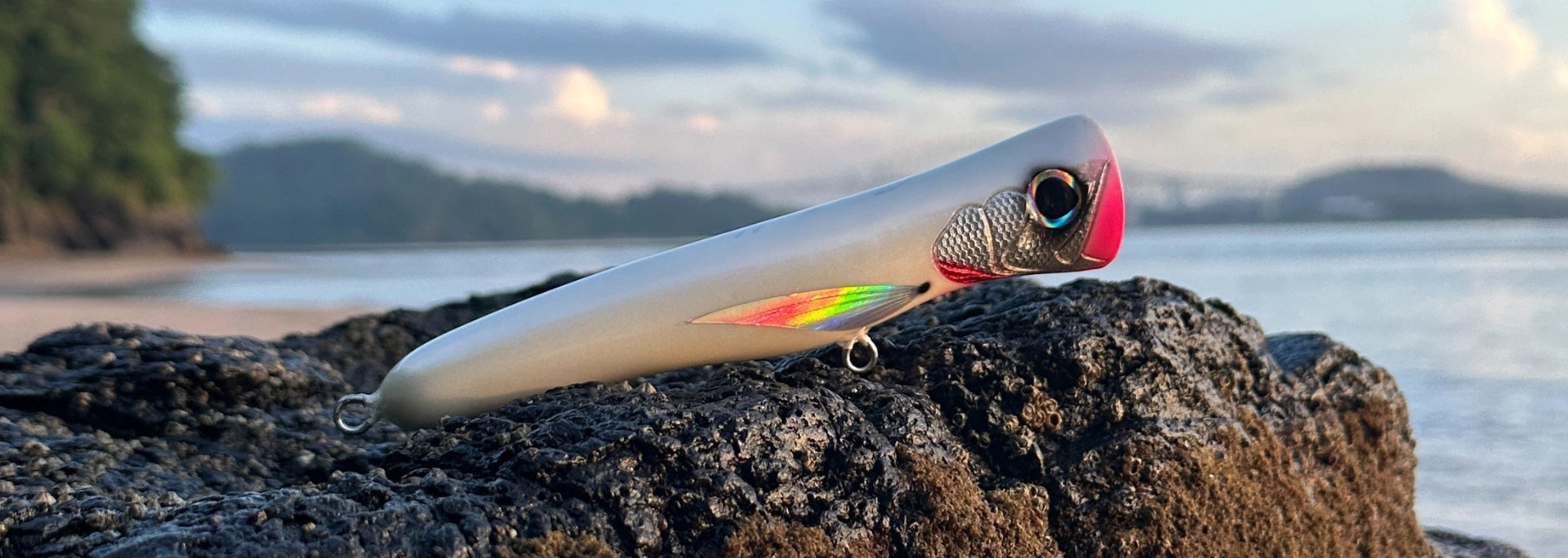 White handcrafted timber surface popper